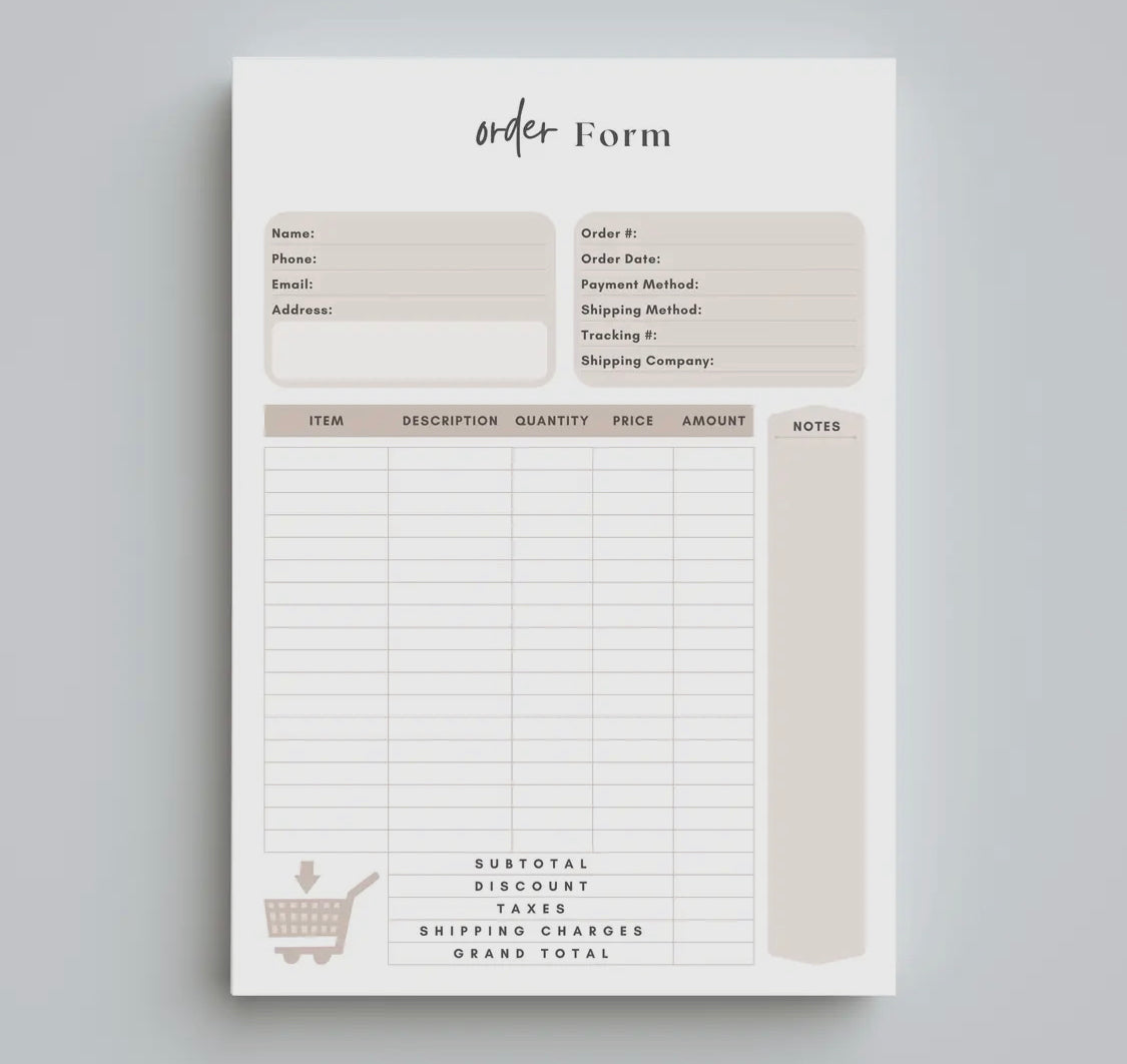 Order Forms- Glued Notepad (Tear Away Pad)